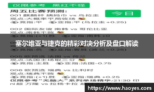 塞尔维亚与捷克的精彩对决分析及盘口解读